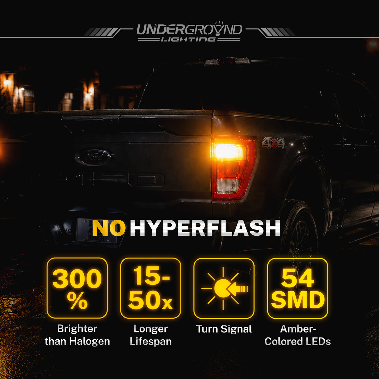 Underground Lighting truck with features highlighted on a dark bg like 3X Rear Visibility| 4257 Amber