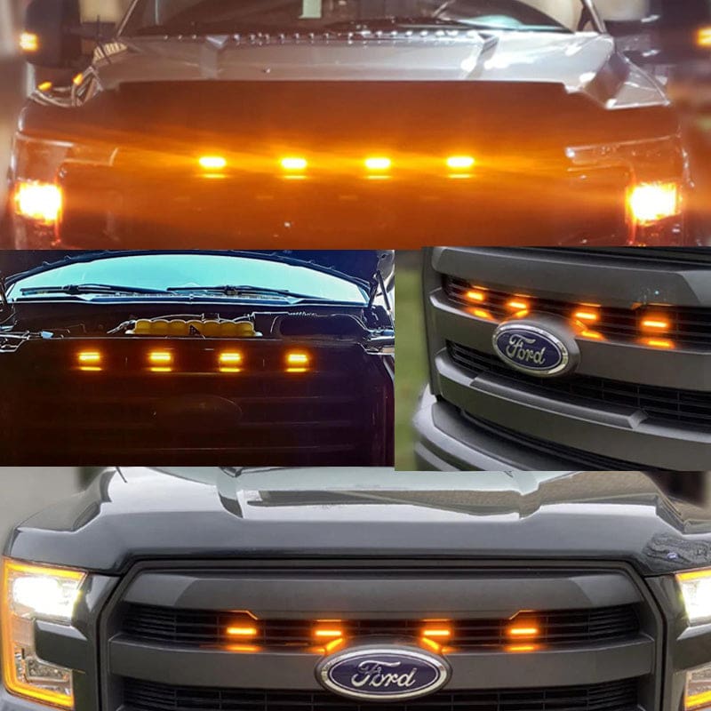 Universal LED Front Grille Lights for Trucks – Amber or White, Easy Install