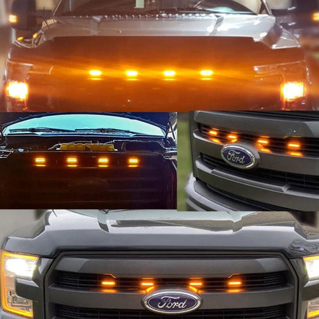 Universal LED Front Grille Lights for Trucks – Amber or White, Easy Install