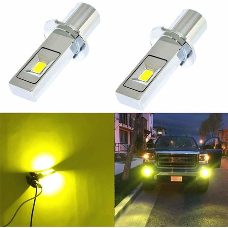 H3 LED 2000LM CSP Chips for Cars, Tucks Fog Light Bulbs (2 Pieces) 3000K Yellow