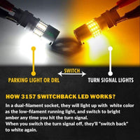 3157 Switchback LED Front Turn Signal Bulbs White Amber | Built in Resistors Dual Color No hyperflash