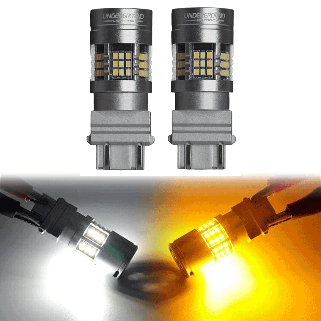 3157 Switchback LED Front Turn Signal Bulbs White Amber | Built in Resistors, Dual Color, No hyperflash