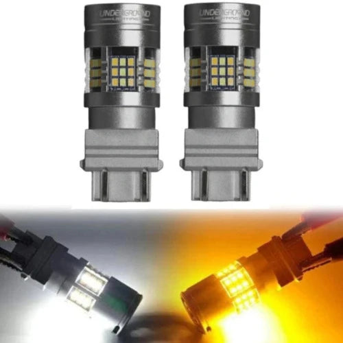 3157 Switchback LED Front Turn Signal Bulbs White Amber | Built in Resistors Dual Color No hyperflash