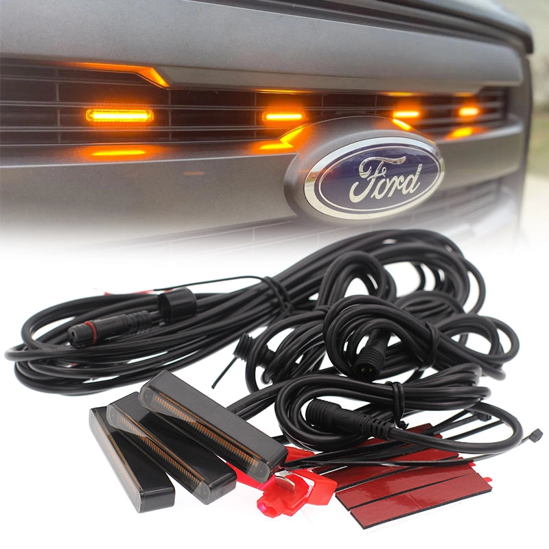 Universal LED Front Grille Lights for Trucks – Amber or White, Easy Install

