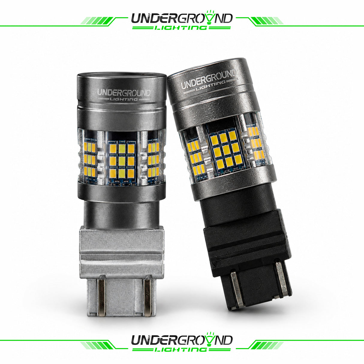 Two car light bulbs with 'Underground Lighting' branding on a white background.