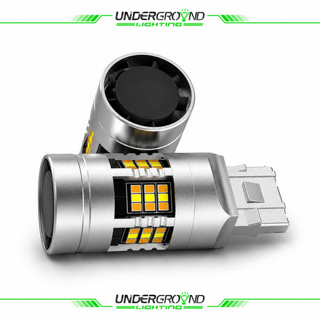 Two car light bulbs with 'Underground Lighting' branding on a white background
