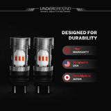 Two automotive light 4257 turn signal, rear light replacement bulbs with 'Undergroyd Lighting' branding on a dark background.