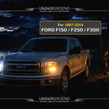 1997–2014 Ford F-150 / F-250 / F-350 LED Front Turn Signal Replacement  Bulbs For 3X Front Visibility | 3157 Amber, Built-in Resistor, No Hyperflash | 300% Brighter 1200LM (PAIR)