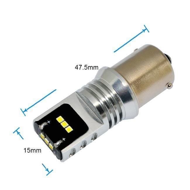 1156 White Led 1800LM CSP Chips for cars, trucks, Turn signal, Brake, Reverse, DRL (2 Pieces)