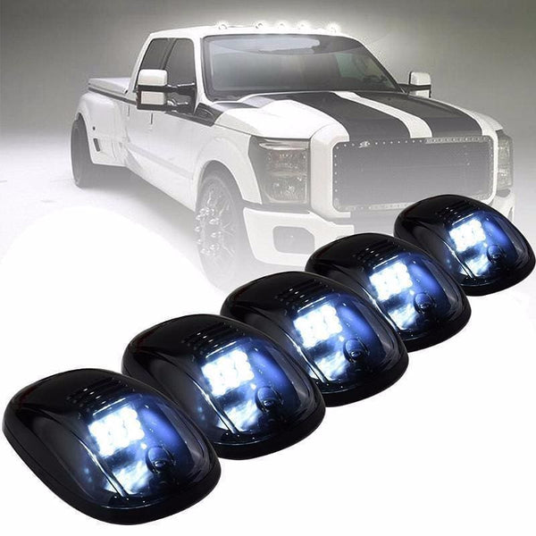 HDC Autosports 5-Piece Roof Top Cab Marker LED Strobe Lights - Smoked Lens, White