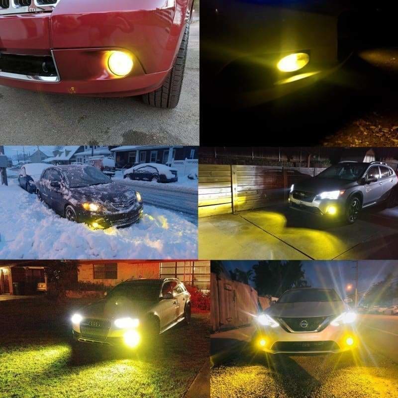 9006 Yellow LED Fog Light Bulbs, 3200LM for Cars Trucks (2 Pieces) LEDS Underground Lighting 