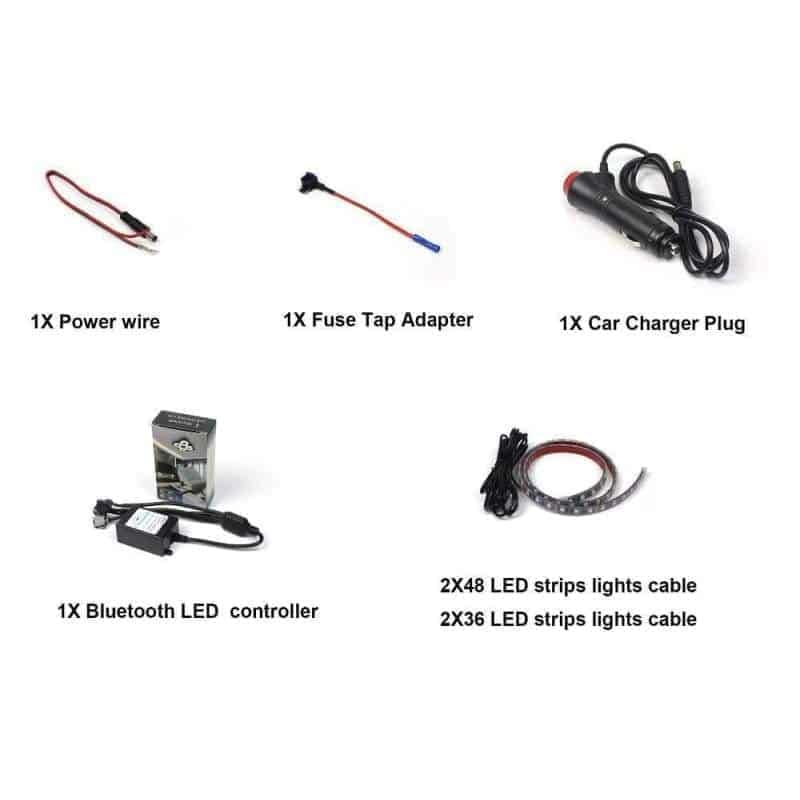 Multicolor RGB LED Vehicle Underglow Kit - Bluetooth Controlled