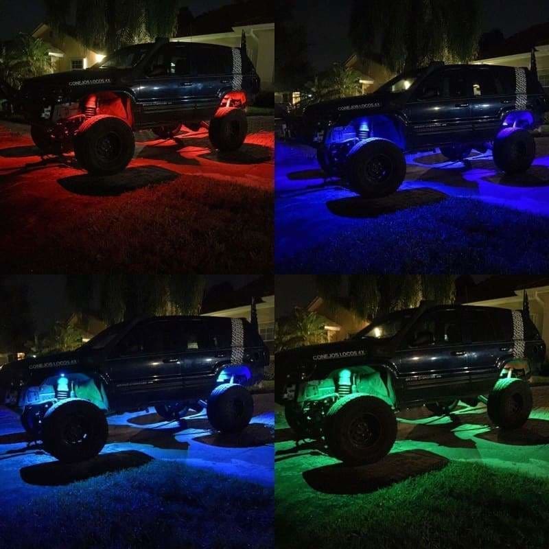 Multicolor RGBW Rock Lights with Bluetooth Phone Control