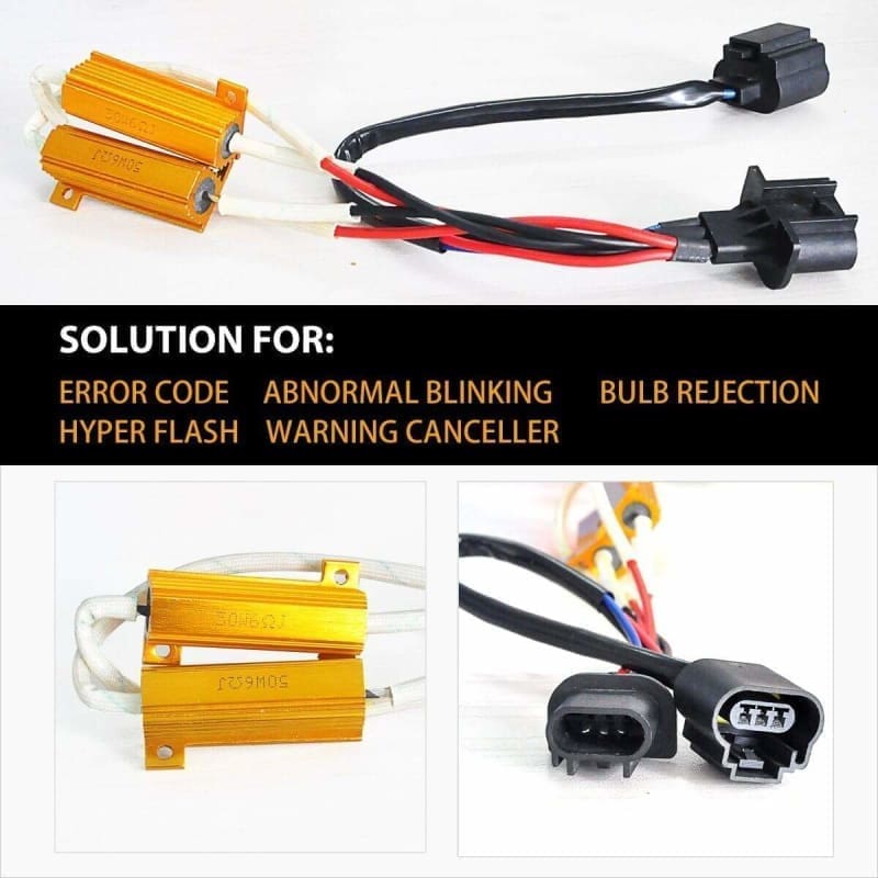 PNP LED Load Resistors 50W 6 OHM for LEDs (Fix Hyper Flash, error codes, Warning Canceler) (2 Pieces) H13