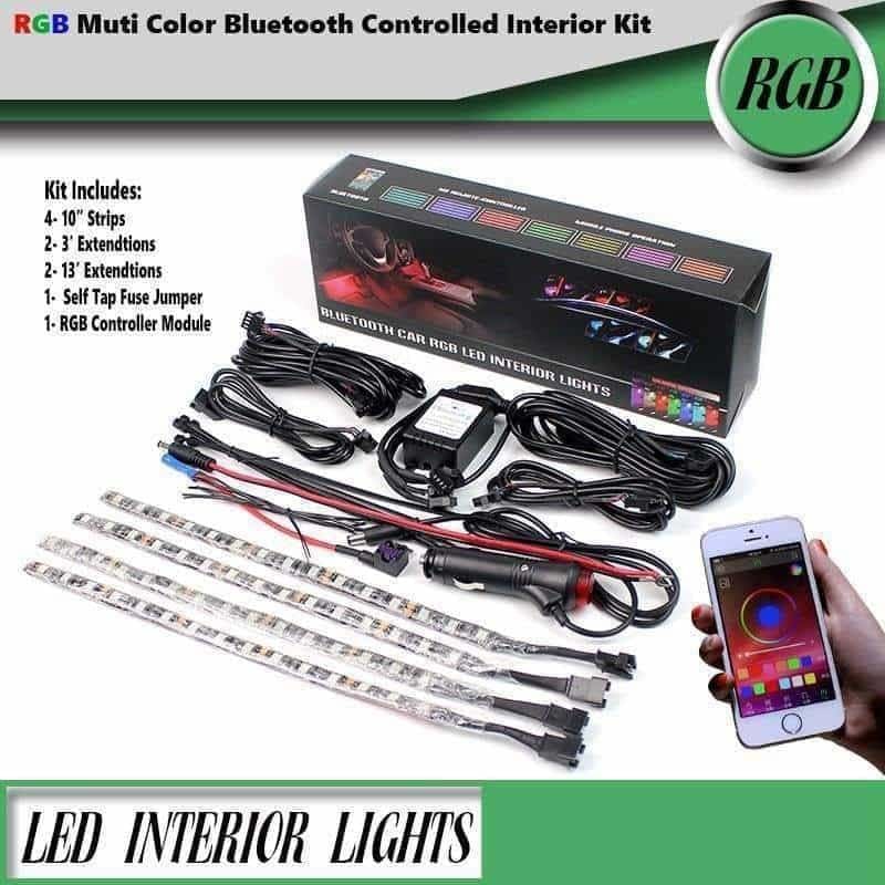 RGB Multi Color LED Strip Light Kit for Additional Interior Lighting with Bluetooth Control